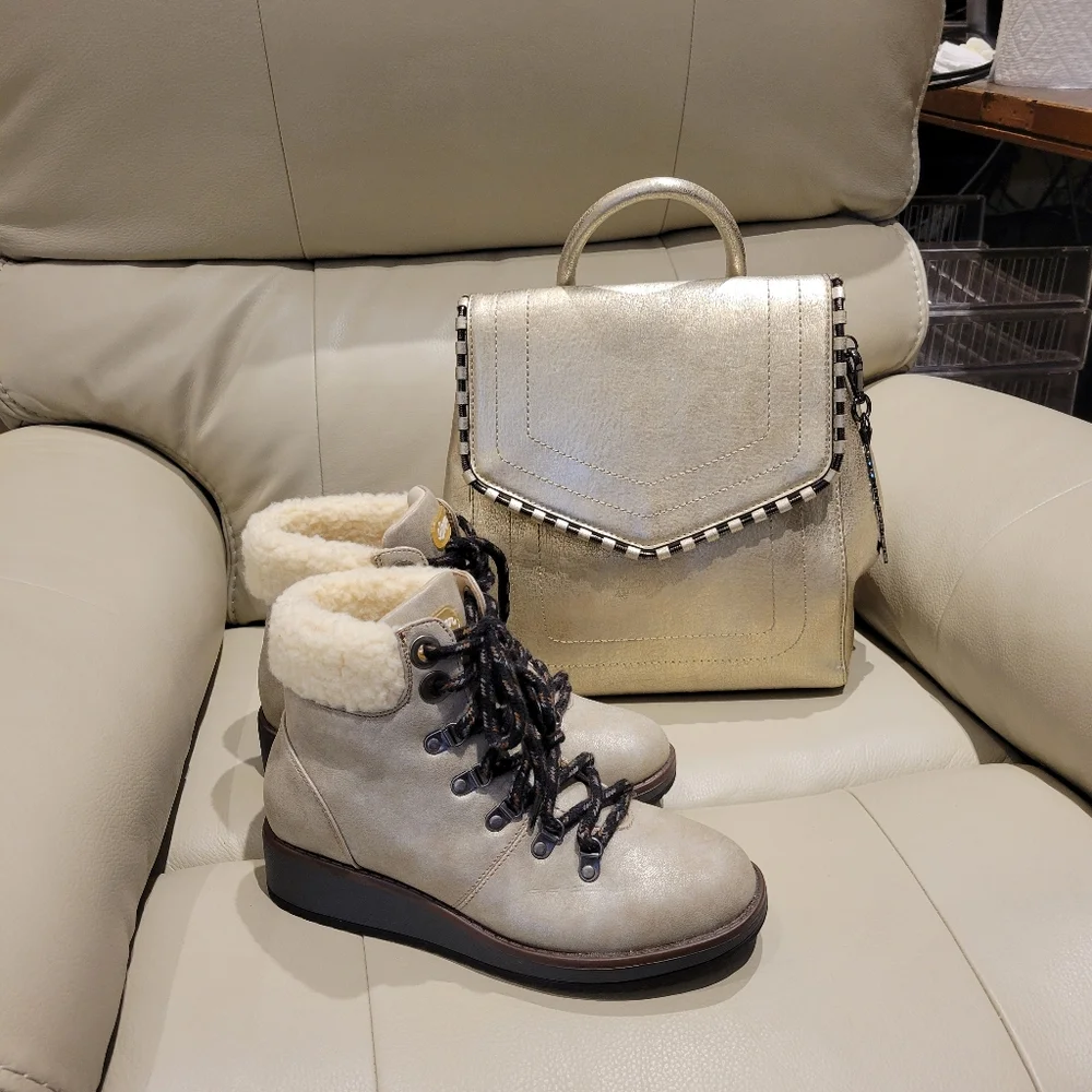 Women's Gold Cream Ankle Boots